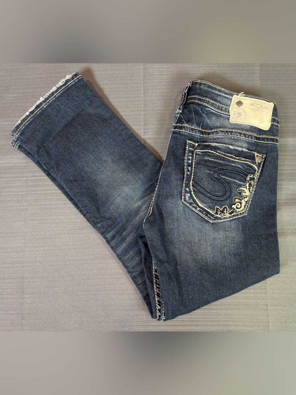 Silver Jeans Co Suki Jegging W26 Dark Wash Stretch Embroidered Denim